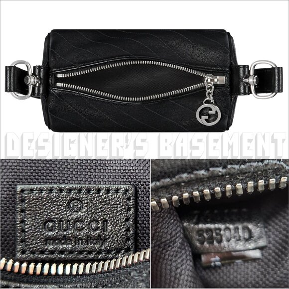 GUCCI black BLONDIE MINI Matelasse Leather Cylinder Interlocking G charm Bag +π - Picture 6 of 11